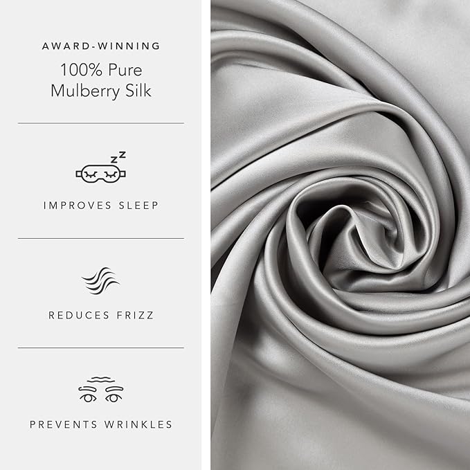 Fishers Finery 25mm 100% Pure Mulberry Silk Pillowcase (Silver Queen)