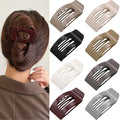 8 Pack Flat Hair Clips for Women – Large Glossy Neutral Rectangle No-Slip Claw Clips for Thick & Thin Hair, Strong Hold Square Hair Accessories for Work & Stylish Outfits