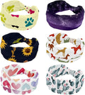 6 Pcs Stretchy Headbands for Women, Absorbed Sport Headband Soft Twist Knotted Headbands for Daily Life Yoga Workout, Dogs Collection Multi Animal