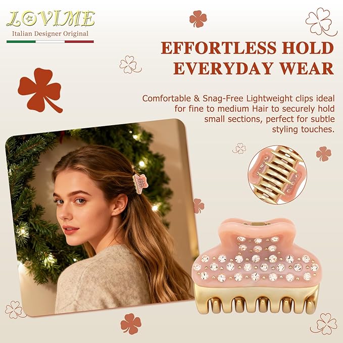 2026 Premium Durable Hair Claw Clip for Women, Original Italian Designed Strong Grip Hair Clips for Normal Fine Thin Hair, No Slip Jaw Clips with Gift Box for Christmas Birthday Girls, 1.7 Inch Pink