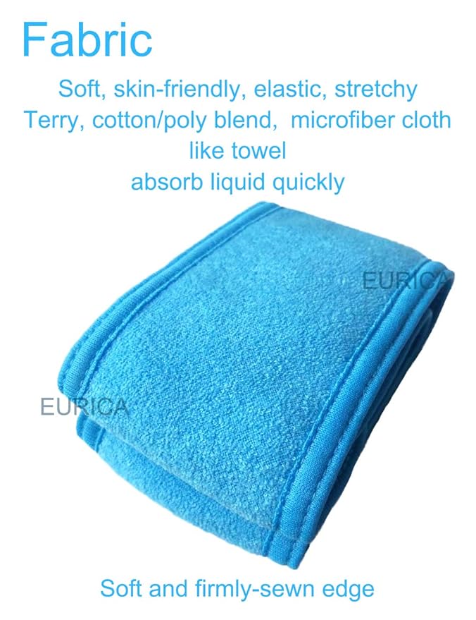 EUICAE Hairband, Spa Headband Pack of 6 - Blue, Fits All, Non-slip Stretchable, Washable Makeup Headband for Face Wash, Facial Treatment, Sport