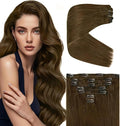 Ve Sunny Clip in Hair Extensions Real Human Hair Cool Ash Brown Rmy Thick Hair Clip in Extensions Real Human Hair Full Head Set 7pcs 120g 16 inch
