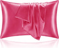 BEDELITE Satin Pillowcase for Hair and Skin, Super Soft and Cooling Similar to Silk Pillow Cases 2 Pack with Envelope Closure, Gift for Women Men(20"x36" King Size, Hot Pink)