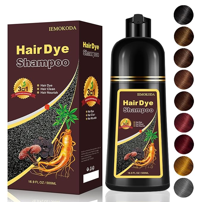 Chestnut Brown Hair Dye Shampoo 3-in-1, Instant & Long-lasting Hair Color Shampoo in Minutes, Gray Hair Coverage for Men & Women, Natural Shampoo Hair Dye for All Hair Types