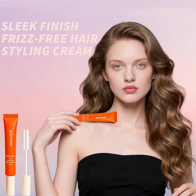 Hair Styling Cream, Desert Botanical 3-In-1 Styling Cream & Taming Wand - Smooth Frizz, Tame Flyaways, Style Edges, Versatile & Portable, for Styling Natural Beautiful Hair Radiant - 0.6 oz