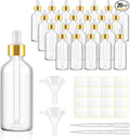 Tessco for you 20 Pack 3.4 oz Glass Dropper Bottles with Glass Eye Droppers for Essential Oils, Empty Oil Bottles with Funnel, Labels and Pipette for Hair Oils Perfume Cosmetic Travel(Amber)