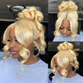 Hidden Strap Body Wave 360 613 Lace Front Wig Human Hair Glueless Wigs Human hair Pre Plucked Pre Bleached 180% Density Blonde Wig With Drawstring HD Full Lace Human Hair Wigs 22Inch