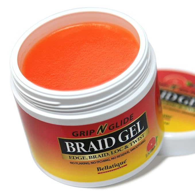 GRIP N GLIDE Braiding Gel Maximum Hold for LOC & Twist - No Flaking, No Whitening, Fast Drying, High Shine, Cool & Refreshing, Long Lasting Hold (15 oz)