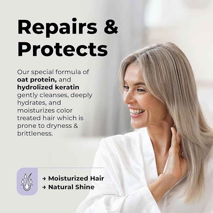 Purple Shampoo and Conditioner for Blonde Hair Women & Men – Blonde & Silver Hair Toning – Anti-Brass Sulfate Free Shampoo and Conditioner 17oz