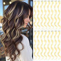 16 Pcs Colored Hair Extensions Curly Wavy Clip in Synthetic Hair Extensions,Colorful Party Highlights Hairpiece Streak for Girls Women Kids Christmas Cosplay Party Gift(Blonde)