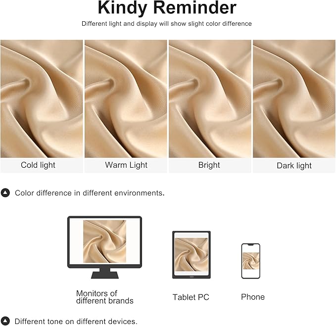 uxcell 2 Pack Silk Satin Pillowcase for Hair and Skin, Cool, Silky, Soft Breathable Pillow Cases King Size 20x36 Inch Sateen Pillowcase Caramel with Envelope Closure
