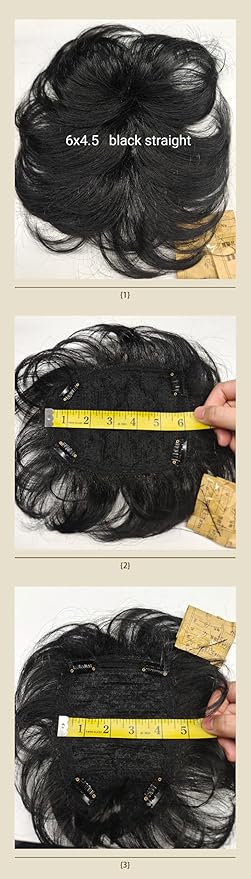 H&Bwig Men Short Toppers Hairpiece Clip in Hair Extensions for Covering balck Hair Toupee(Customize)