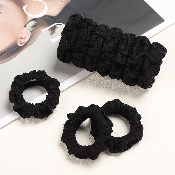 WantGor Hair Ties, Women 10PCS Hair Bands No Damage Elastic Scrunchies Seamless Ponytail Holders Hair Accessories Head Bands for Women's Thick Thin Hair (Black)