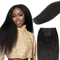 Lashey Seamless Clip in Hair Extensions Human Hair 150g 9pcs Kinky Straight Natural Black 24 Inch Long Clip in Hair Extensions Real Human Hair with PU Soft Invisi Edge