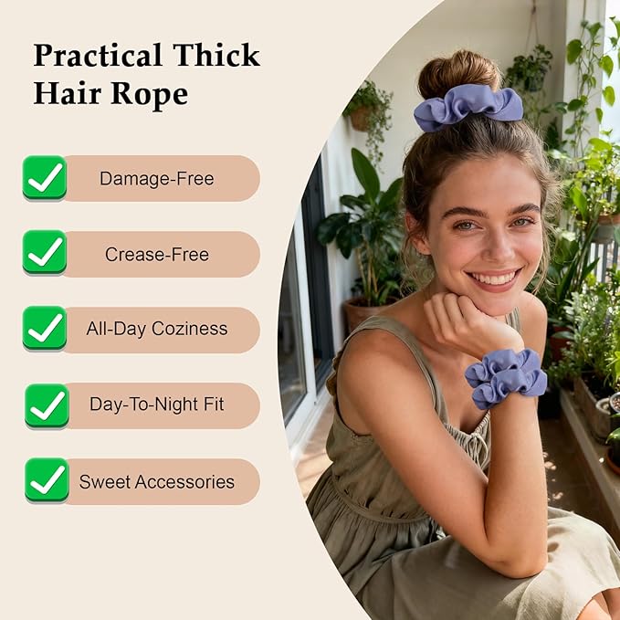 Satin Scrunchies for Women – 8PCS Blue Silk Hair Ties – No Crease, Frizz-Free, Gentle Elastic Hair Bands for Thick & Thin Hair, Soft & Stylish Hair Accessories Gifts