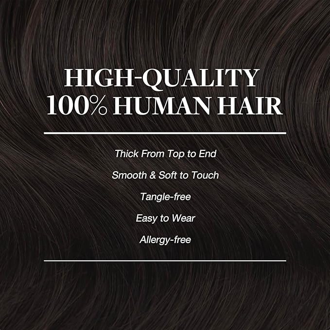 GOO GOO Clip in Hair Extensions Real Human Hair, Remy Human Hair Extensions Clip ins for Women, Natural Human Hair, 20inch 200g 7Pcs, #2 Dark Brown