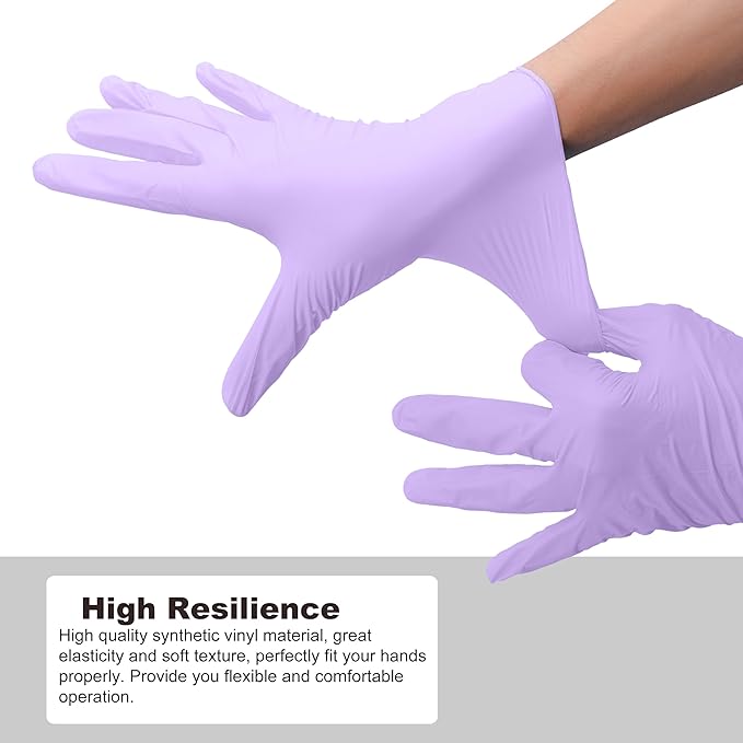 Disposable Gloves Small, Nitrile and Vinyl Blend Material Gloves, Latex Free 4 Mil 200 Pc Food Grade Glove for Cleaning, Food Prep, Hair Dye, Tattoo, Purple