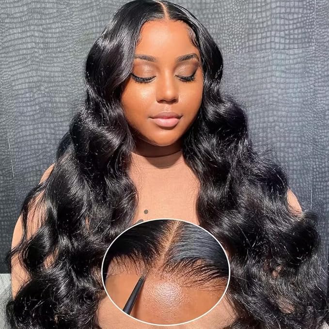 32 Inch Wear and Go Glueless Wigs Human Hair Pre Plucked Pre Cut 7x5 HD Lace Frontal Wigs Human Hair 180% Density Put on and Go Glueless Wig Body Wave Lace Front Wigs Human Hair for Women