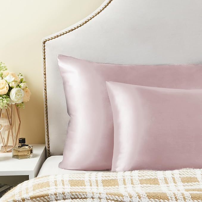 BEDELITE Satin Pillowcase for Hair and Skin, Super Soft Similar to Silk Pillow Cases 4 Pack with Envelope Closure, Cooling Pillowcases for Women Men (20"x26" Standard Size, Lotus Pink)