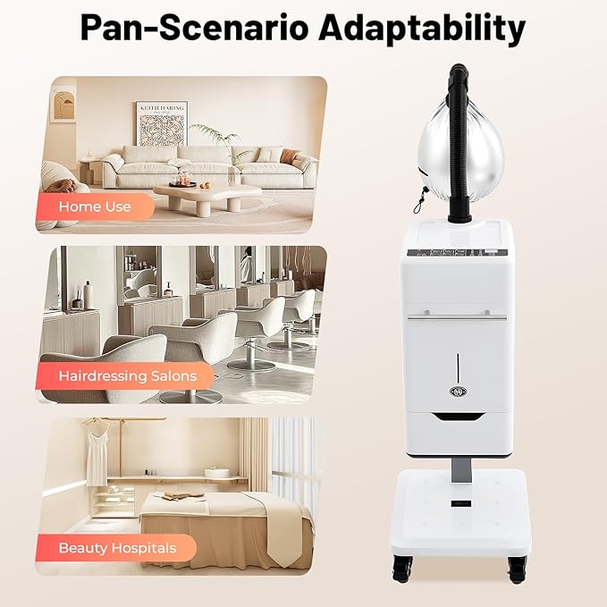 Nano Ionic Hair Steamer Machine - 500W Professional Hair Steamer with 6 Modes for Deep Conditioning, Scalp Care, Perm & Color Treatment - Adjustable Temp & Timer for Salon & Home Use