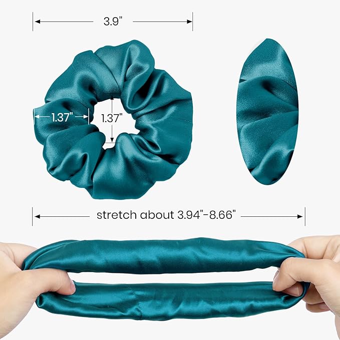 LILYSILK Silk Hair Scrunchies/Ties for Frizz & Breakage Prevention, 100% Mulberry, No Damage, Elastic ponytail Holders, 1Pc, Adriatic Blue
