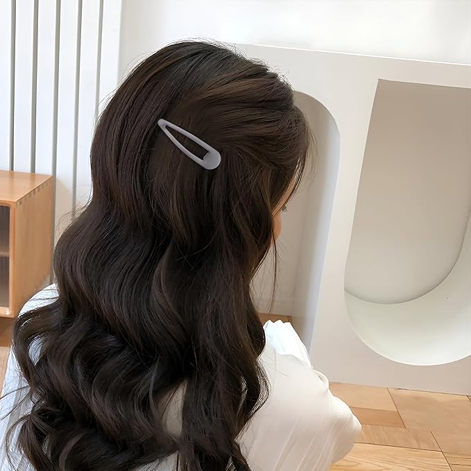 Small Hair Barrettes For Women No Slips Metal Snap Clips For Thin And Fine Hair,Matte Black Gray White,20 PCS,1.97 x 0.5 Inch.