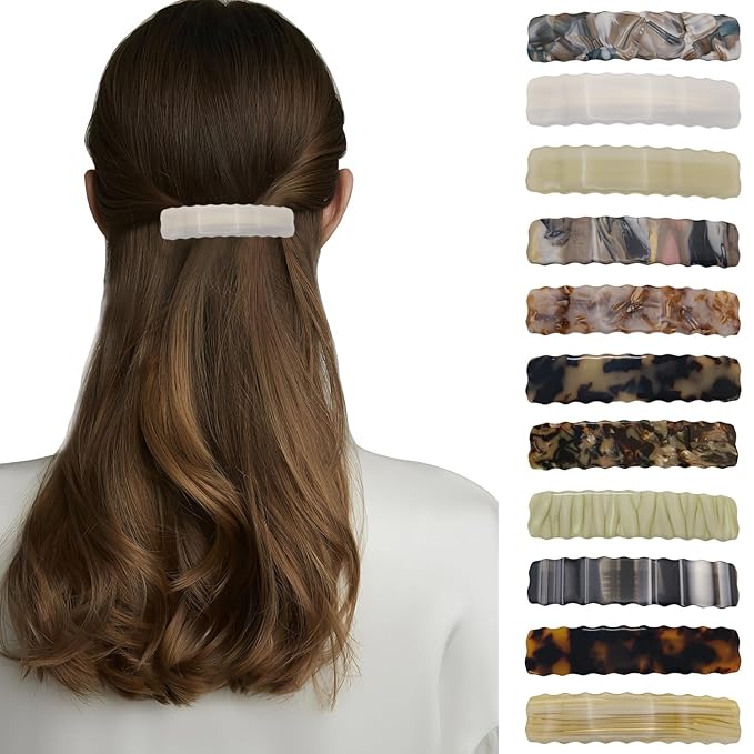 Hair Clips for Women,3.5 Inch Acetate Medium Hair Claw Clips for Women Thin Thick Curly Hair,Strong Hold No Slip Grip,French Classic Multicolor Barrettes Hair (white1)
