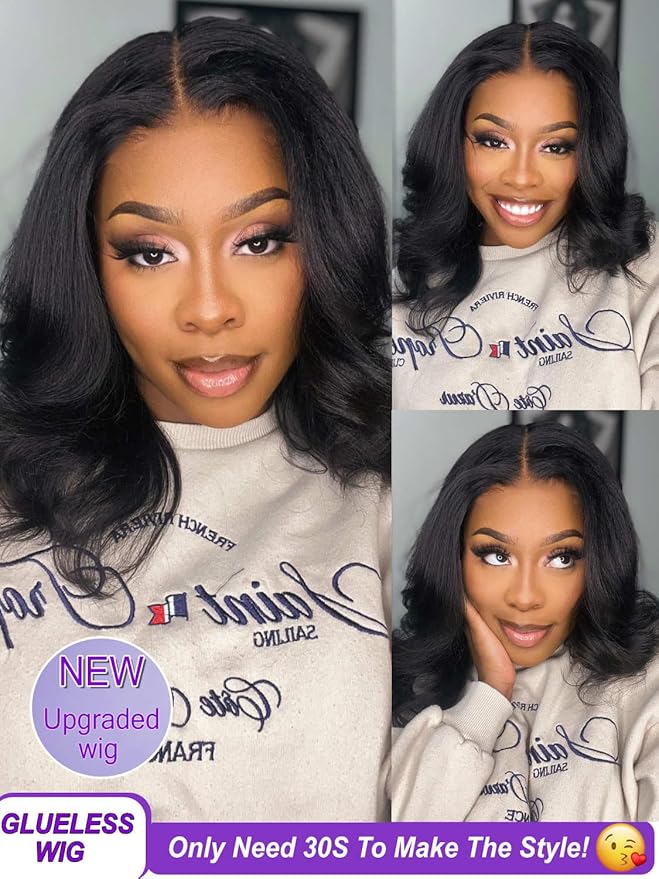 YIROO Bye Bye Knots 7x5 Lace Straight Bob Wig Glueless Human Hair Wig with Elastic Drawstring,Pre Plucked Pre Cut Short Bob Lace Closure Wig Wear and Go Natural Color 150% Density 10Inch