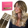 WENNALIFE Tape in Hair Extensions Human Hair Ombre Walnut Brown to Ash Brown and Bleach Blonde Tape in Extensions, 10pcs 30g 22 inch Remy Invisible Tape Ins Straight Real Human Hair Tape in Extensions