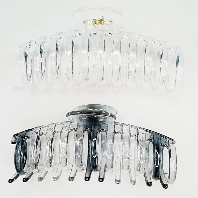5.5 Inches Extra Large Hair Clips for Long Thick Hair Women’s Jumbo Hair Claw Clips 2 Counts in Set Hair Accessories(clear and grey)