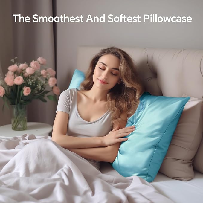 INFIIXSO Mulberry Silk Pillowcase for Hair and Skin, Silk Pillow Cases King Size with Hidden Zipper 20"x40", Extraordinary Smooth and Soft Cooling Pillow Cases for Hot Sleepers(ICY Morn, 1 Pack)