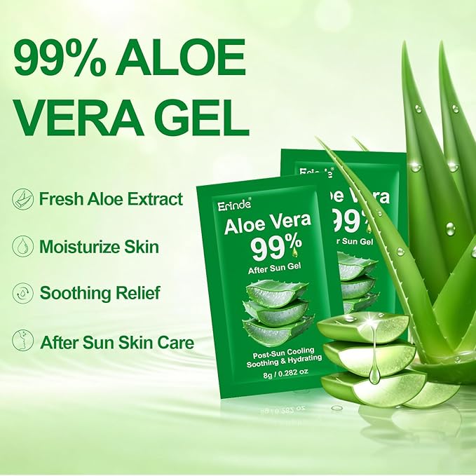 Erinde 60 Pack Aloe Vera Gel for Face, Hair & Body, 99% Pure Aloe Vera Gel for Sunburn Relief, After Sun Skin Care Relief, Skin Care Bulk Soothing Hydrating Aloe Gel for All Skin Types