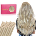 WENNALIFE Tape in Hair Extensions Human Hair, 20pcs 16 inch 50g Ash Blonde to Golden Blonde and Platinum Blonde Remy Tape Hair Extensions Real Human Hair Tape Extensions Coloured Hair Extensions