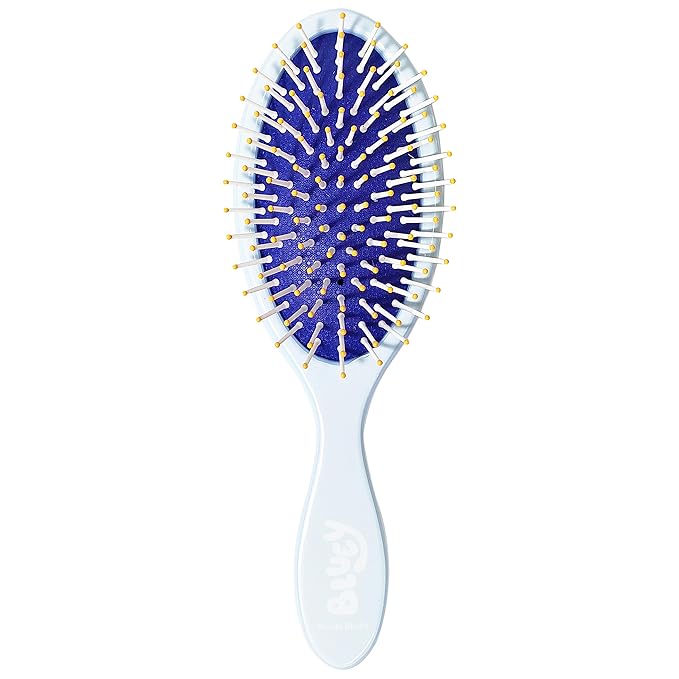 Bluey Hair Accessory 5 Pcs Set - 1 Regular 9 inch Bluey HairBrush For Girls + 4 Bluey Scrunchies For Kids - Accessories For Girls - Detangling Brush - Elastic Hair Ties Ropes Scrunchies Ages 3+