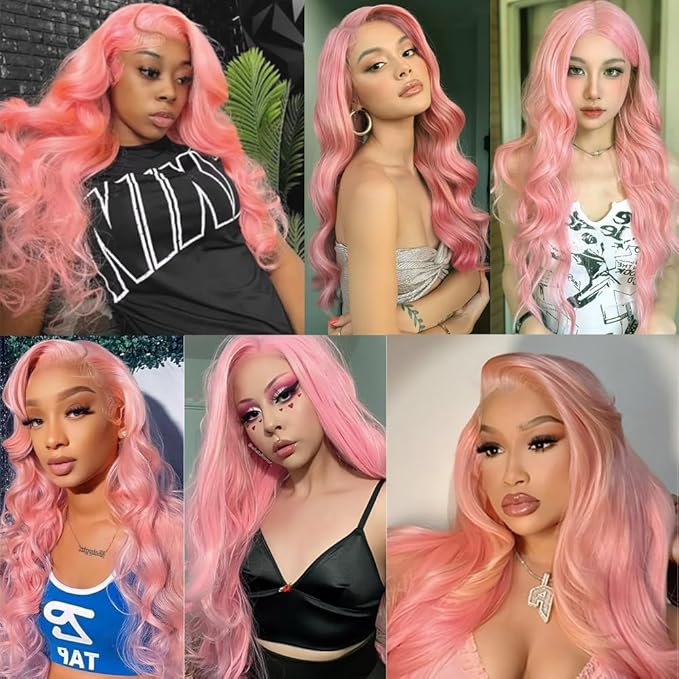 Pink Bundles Human Hair Light Pink Body Wave Bundles 24 24 24 Inch Niegmeag Hair Double Weft Peruvian Virgin Remy Hair Extensions 100g/pc