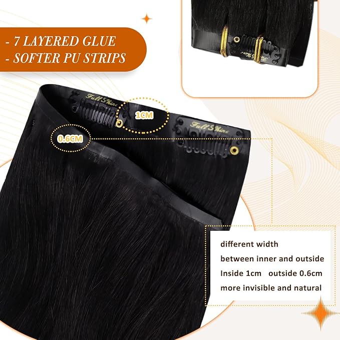 Full Shine Balayage Clip in Hair Extensions Real Human Hair 16 Inch Black to Light Brown with Honey Blonde Invisible Hair Extensions Ease of Use 8 PCS 120 G
