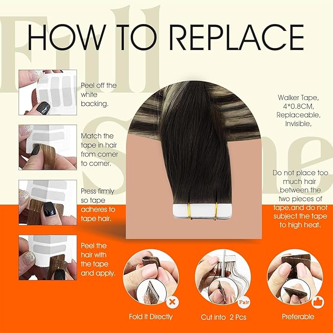 Full Shine Tape in Hair Extensions Color 2/60/2 Brown And Blonde Tape in Extensions 12Inch Real Remy Hair Extensions Seamless Tape ins Human Hair Double Sided Human Hair for Women 30Gram 20Pcs