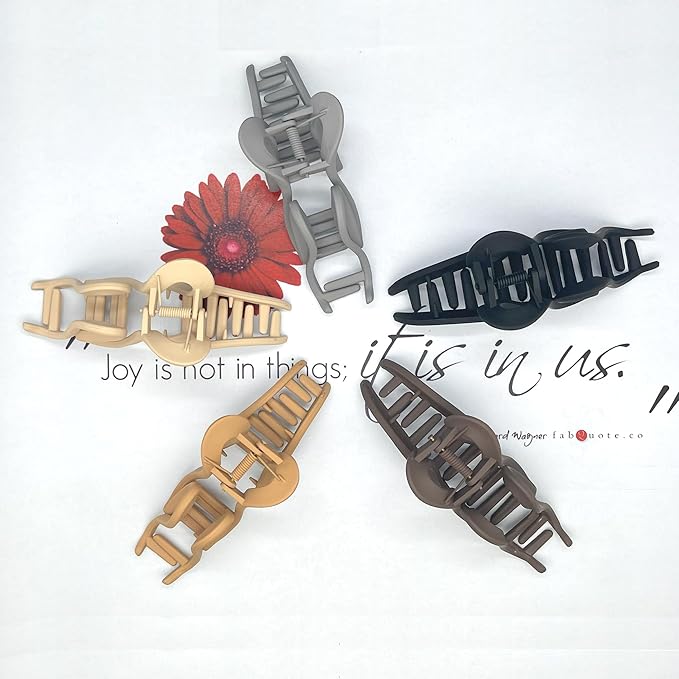 Big Hair Claw Clips 5-Pack 5.1‘ Non-Slip Hair for Women and Girls with Long, Thick Hair Jelly & Matte Clips (Lightning 5pcs 5.1")