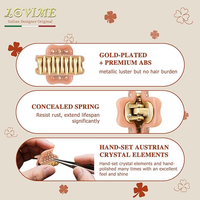 2026 Premium Durable Hair Claw Clip for Women, Original Italian Designed Strong Grip Hair Clips for Normal Fine Thin Hair, No Slip Jaw Clips with Gift Box for Christmas Birthday Girls, 1.2 Inch Pink