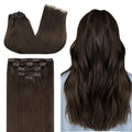 DOORES Clip in Hair Extensions Human Hair, 80g 5pcs Light Dark Brown 18 Inch Human Hair Extensions Clip in Remy Hair Extensions Natural Straight