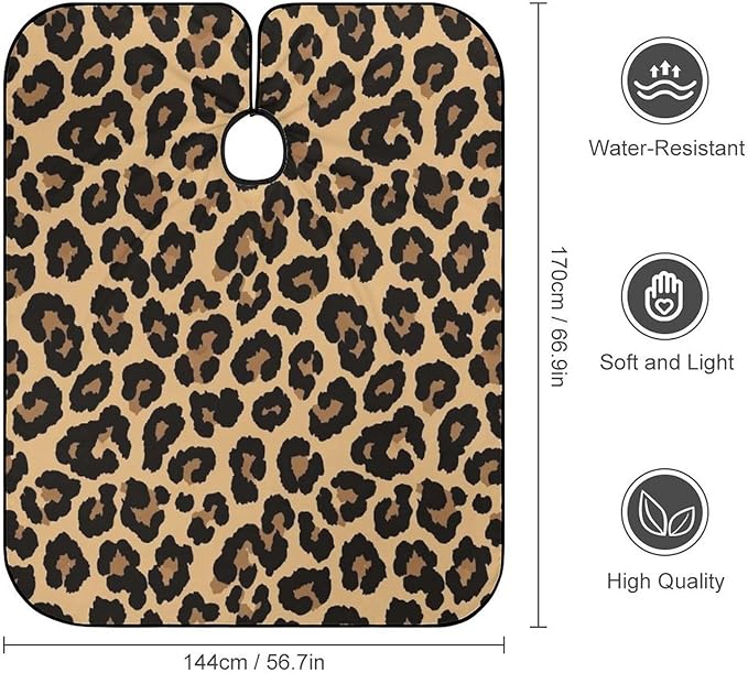 Men Women Cool Cheetah Leopard Print Hairdresser Cape, Extra Long Hairdresser Apron for Barbers, Profession Barbershop Supplies