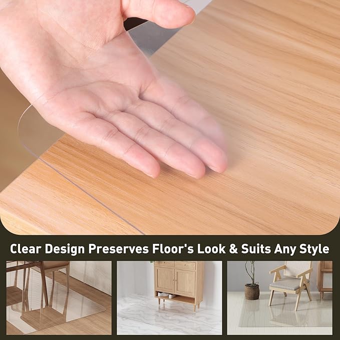 Area Floor Mat for Home, 8'×10' Large Transparent No Slip Waterproof Vinyl Area Rug for Living Room, Spill Resistant Hard Floor Protector Cover, Easy Clean Splat Mat for Under High Chair