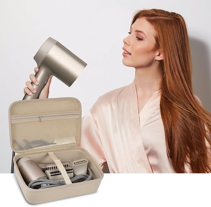 Case for Shark HD331&HD112BRN Hair Blow Dryer HyperAIR Fast 2-in-1, Blow Dryer Storage Bag for Concentrator and Styling Attachments and Rotatable Hot Air Brush Accessories, Box Only (Stone)