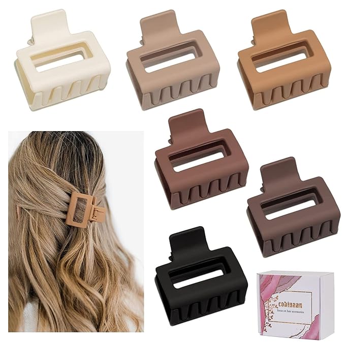Medium Claw Hair Clips for Women Girls, 2" Matte Rectangle Small Claw Clips for Thin/Medium Thick Hair, Hair Jaw Clip Nonslip