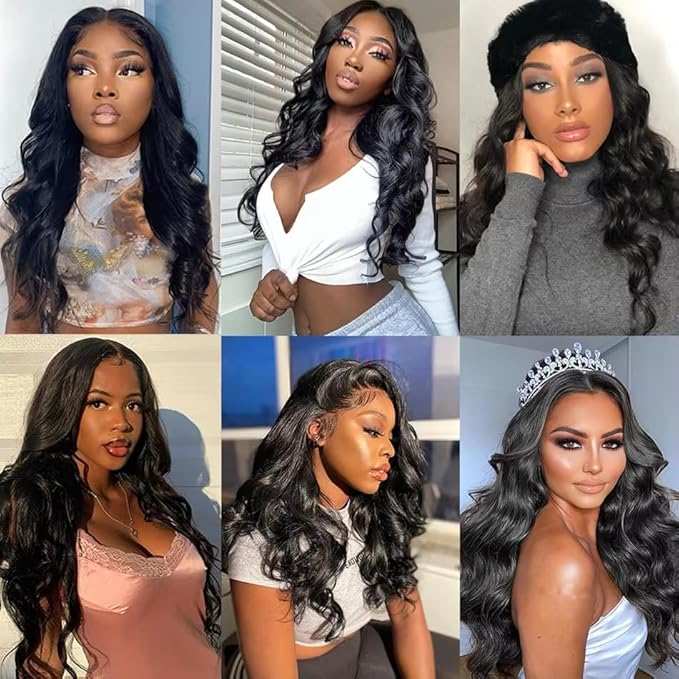 Body Wave Bundles Human Hair Natural Black Bundles 26 26 26 Inch Niegmeag Double Weft Peruvian Virgin Remy Color 1B Body Wave Bundle Natural Black Color