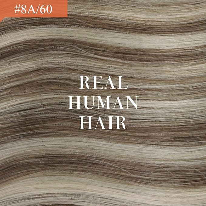 Ve Sunny Hair Extensions Ponytail Real Human Hair Wrap Around Clip in Ponytail Hair Extensions Straight Extensions Human Hair for Women Light Brown Highlights Platinum Blonde 20inch 80G