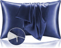 BEDELITE Satin Pillowcase with Zipper, Navy Pillow Cases Queen Size Set of 2, Super Soft and Cooling Similar to Silk Pillow Cases, Gift for Women Men(20x30 Inches)