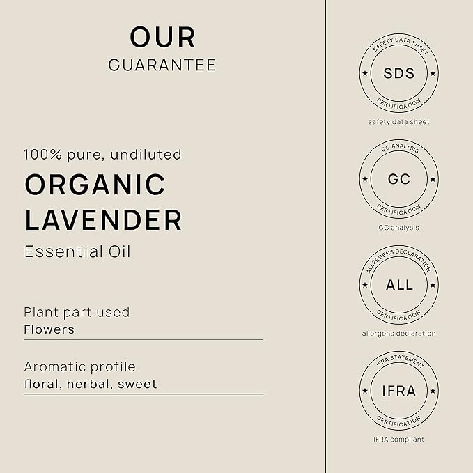 VINEVIDA Organic Lavender 10 mL Undiluted Essential Oil - Pure, Unscented