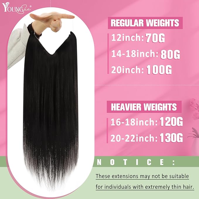 YoungSee 120G Wire Hair Extensions Real Human Hair Darkest Brown Wire Human Hair Extensions Brown Natural Human Hair Headband Extensions for Women 16Inch
