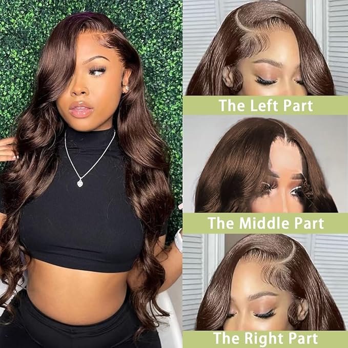 Pre Plucked 13x6 HD Lace Front Wigs Human Hair 200% Density Body Wave Chocolate Brown Lace Front Wig Brown Wigs Human hair 20inch for Women